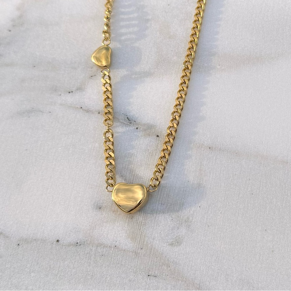 💛 Two-Heart Wilder Chain Necklace 💛 STAINLESS STEEL